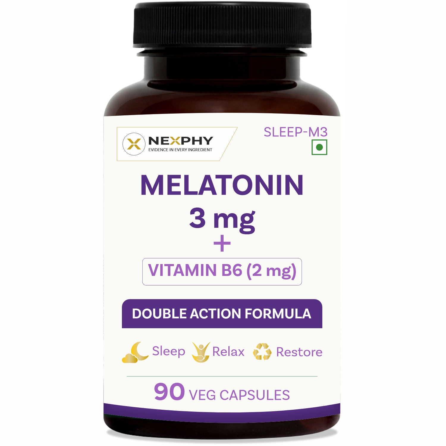 SLEEP M3 (MELATONIN 3 MG + VITAMIN B6) 90 VEG CAPSULES