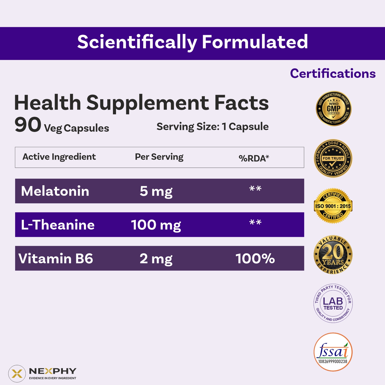 Melatonin 5mg with L-Theanine 100mg & Vitamin B6 | Extra Strength Triple Action Sleep Supplement | Non-Habit-Forming, Restful Sleep, Relaxation & Calm | 90 Veg Capsules